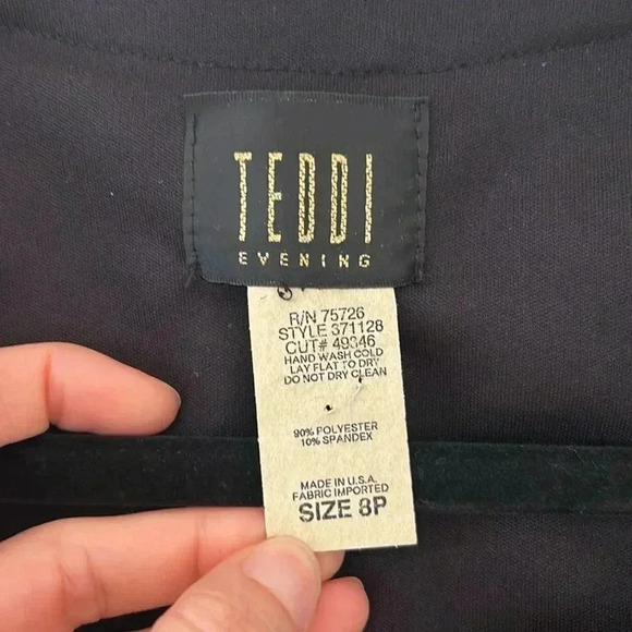 Teddi Evening Velvet Sequin Green Dress with Jacket Overlay  8P Holiday Party - Picture 5 of 8